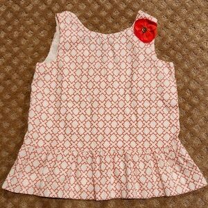 JANIE AND JACK Watercolor Oasis Girls Peplum Top Shirt  White Coral Beach Size12
